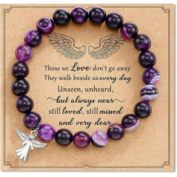 Sympathy Gift for Loss of Loved Ones, Natural Stone Bracelets Memorial Bereavement Gifts for Women/Girls