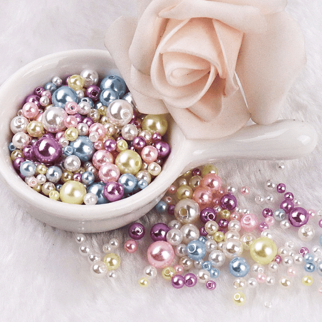 YOPTOP Colorful Round Beads Imitation Faux Pearls 3-8MM Mixed Color for Craft DIY Jewelry Making (About 750pcs) - Style 4,style1