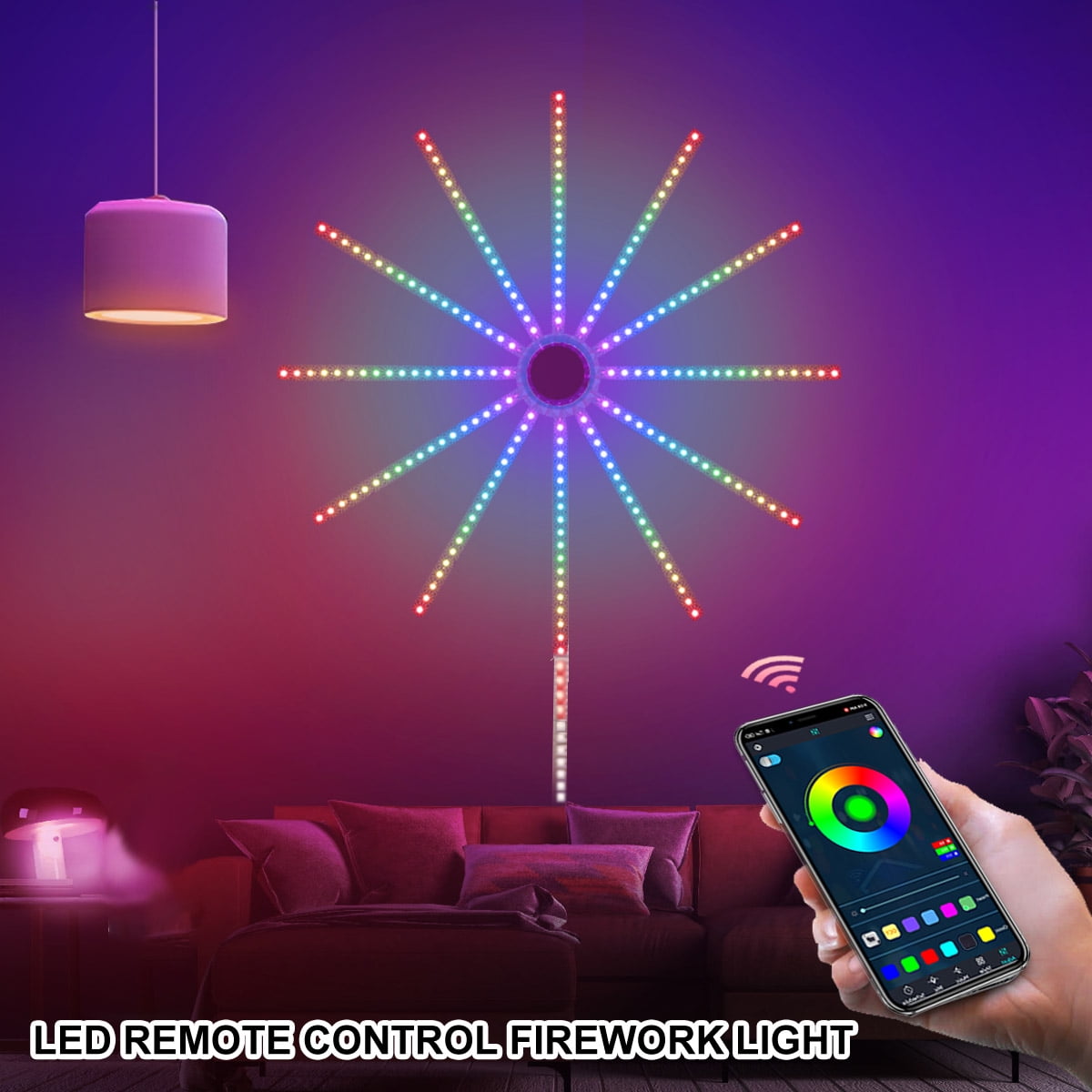 DONGPAI Smart Firework LED Strip Lights, USB Powered Starburst Lights Music  Sync Color-Changing USB Remote Control Led Lights for Room Party, Holiday