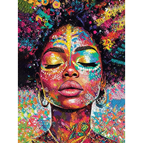 Colorful Afro Woman Canvas Wall Art,Perfect for Living Room,Bedroom,Bathroom,Office,and Dinning Room Decoration