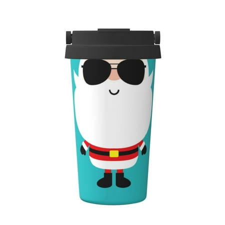 

Tebeau Cute Santa Claus Print Travel Coffee Mug Insulated Coffee Cup with Leakproof Lid Coffee Tumbler Reusable Coffee Cups with Seal Lid
