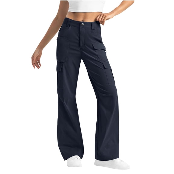 Women'S Cargo Hiking Pants High Waisted Wide Leg Waterproof Lightweight Stretch Multi Pockets For Work Casual Outdoor
