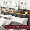thumbnail image 6 of Walsunny Queen Bed Frame with Led Light, Metal Platform Bed with Charging Station and Linen Fabric Storage Headboard, Strong Metal Slats, 6 of 9