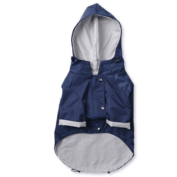Dinheiro Dog Zip Up Dog Raincoat with Reflective Buttons, Rain/Water , Adjustable Drawstring, Removable Hood