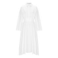 thumbnail image 3 of Elegant Button Down Maxi Tshirt Dress Women Collared Lapel Long Sleeve A Line Dresses High Waist Flowy Long Dress, 3 of 5