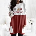 thumbnail image 1 of Hauts de Noël en Solde Grande Taille pour Femmes Manches Longues Imprimé de Noël Col Rond Tee T-Shirt Blouse Rouge m, 1 of 1