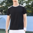 thumbnail image 1 of pstuiky camisetas para hombre, Blusa deportiva informal de color liso con cuello redondo y manga corta elástica para hombre ropa de hombre l, 1 of 6