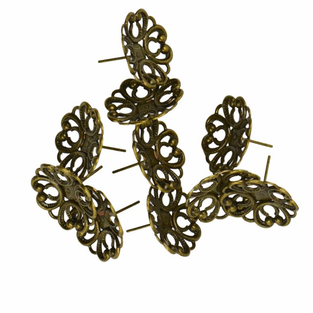 10 Uds pendientes de bronce antiguos BLESIY cabujón de pasador de ajuste clavija