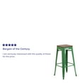 thumbnail image 5 of Flash Furniture 4 Pk. 30" High Backless Green Metal Barstool with Square Wood Seat, 5 of 14