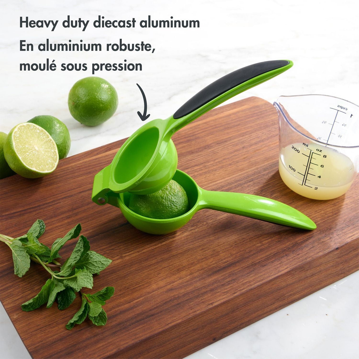 Mainstays Heavy Duty Diecast Manual Juicer and Squeezer with Comfort Grips Handles, Green Lime, Lime Squeezer