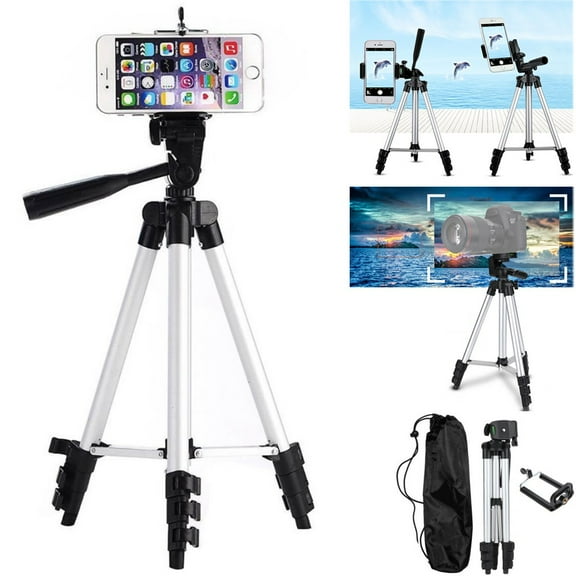 PVUEL Aluminum Camera Tripod and Universal Smartphone Mount For all iPhone, Samsung and Most Smartphones