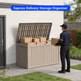 thumbnail image 4 of PATIOEASY 180 Gallon Deck Box, Lockable, UV-Resistant, Resin Outdoor Storage Box Waterproof, Patio Toys Storage Box for Bicycles, Skis, Tables-Coffee, 4 of 8