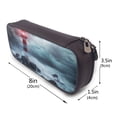 thumbnail image 3 of Picia Lighthouse in a Stormy Sea Pattern Large Capacity PU Leather Pencil Case Organizer Pen Marker Holder Double Zipper Storage Bag Big Pencil Pouch for College Office, 3 of 6