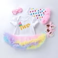 thumbnail image 5 of NAFUU Girls Clothes Little Girl Outfits Short Sleeve O-Neck Cute Cartoon Print Letter Romper And Colorful Skirts Shoes With Hairband Birthday Party Travel Outfits For Girl 3-6 Months, 5 of 6