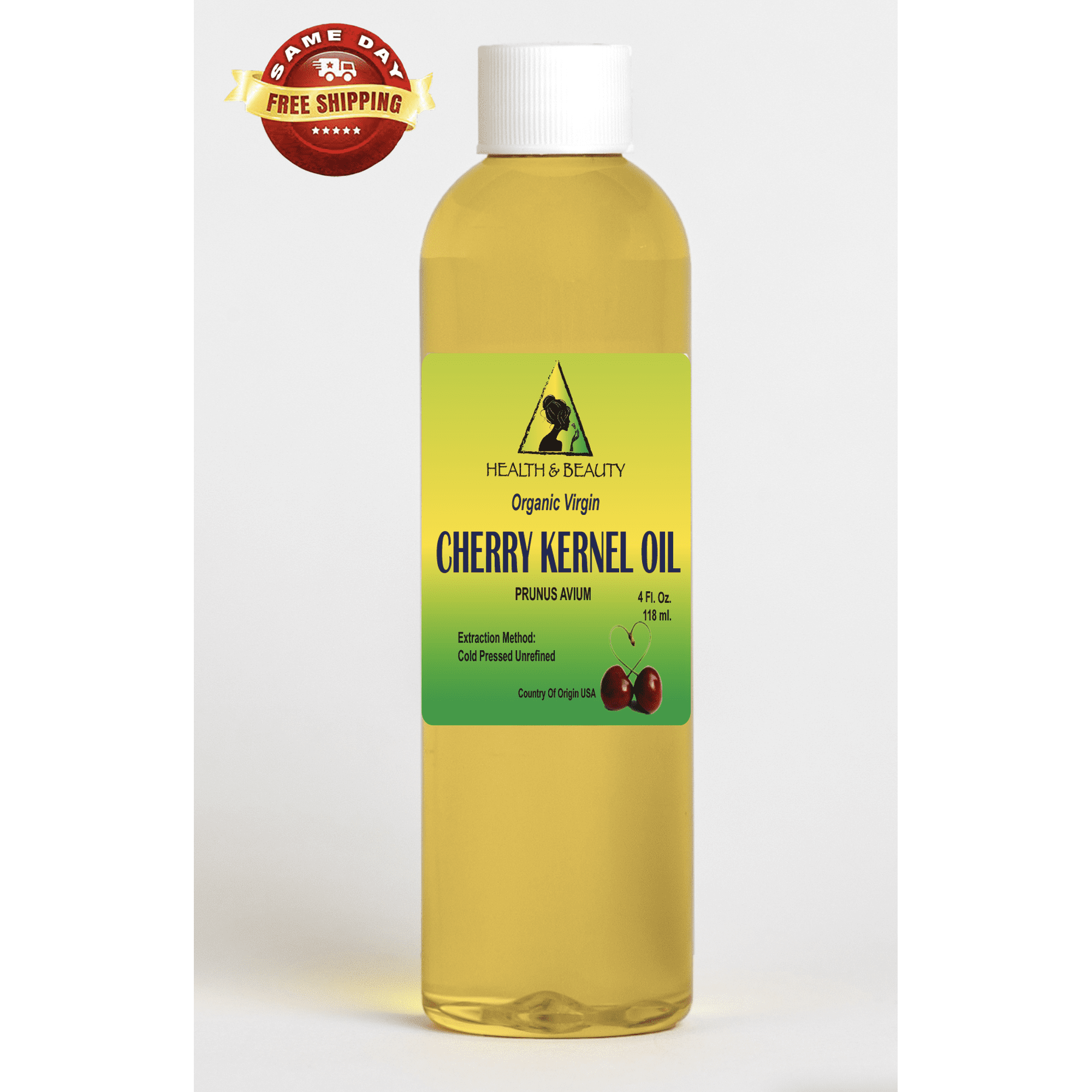 Cherry Kernel Oil Unrefined Virgin Organic Carrier Cold Pressed Premium Natural 100% Pure 4 oz