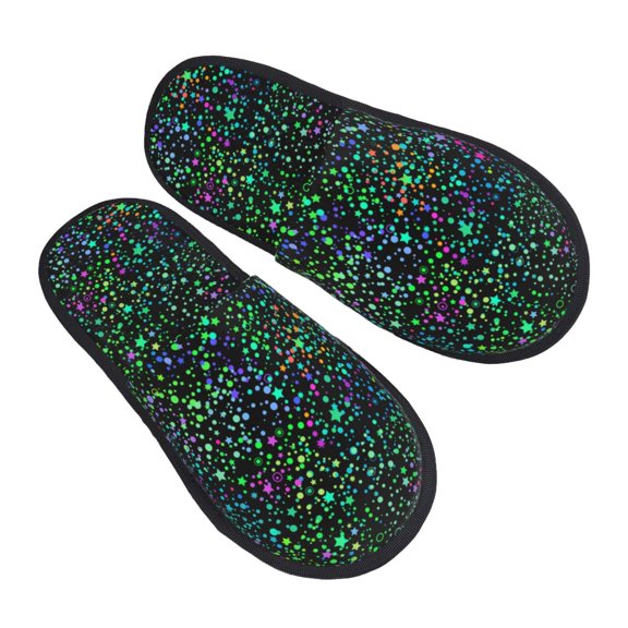 House Slippers for Women Men - multicolored cosmic starry sky Lightweight House Shoes Fuzzy Slippers, Soft Slip-On Cozy House Slippers for Woman Indoor Outdoor