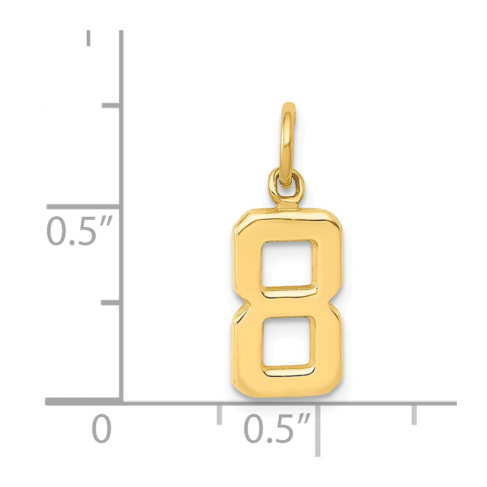 20mm x 7mm Solid 14k Yellow Gold Casted Small Diamond-Cut Number 8 Charm Pendant