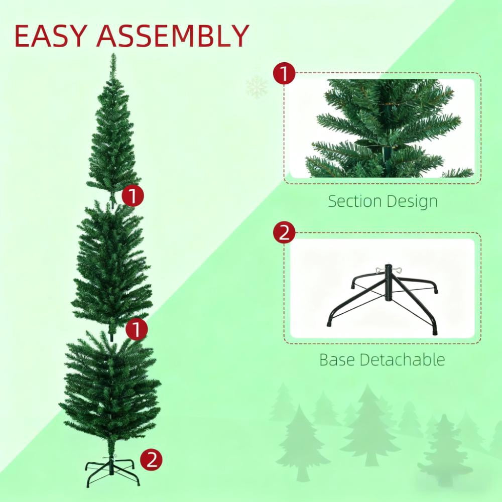 7ft Prelit Pencil Christmas Tree 499 Tips 180 Colorful LED Lights Flame Retardant Indoor Holiday Decor