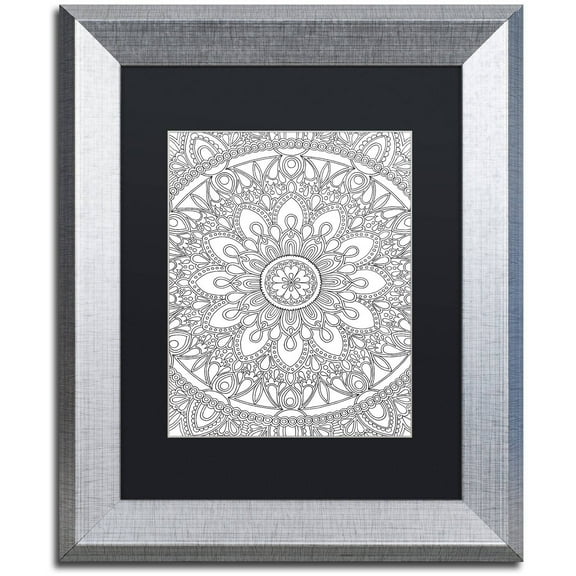 Trademark Fine Art "Delightful Mandala" Canvas Art by Hello Angel, Black Matte, Silver Frame