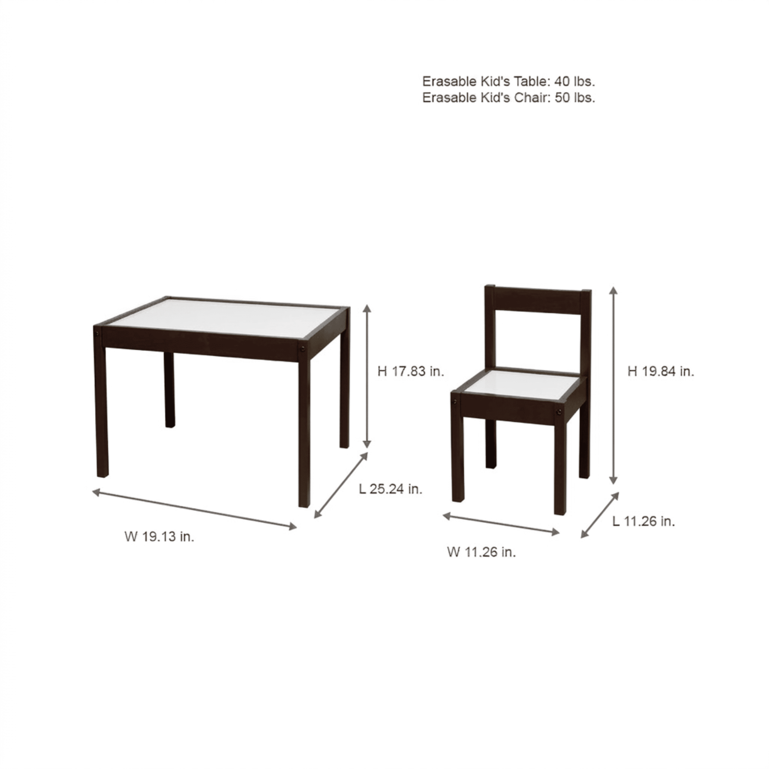 Mainstays 3Pcs Kids Table Set, Espresso