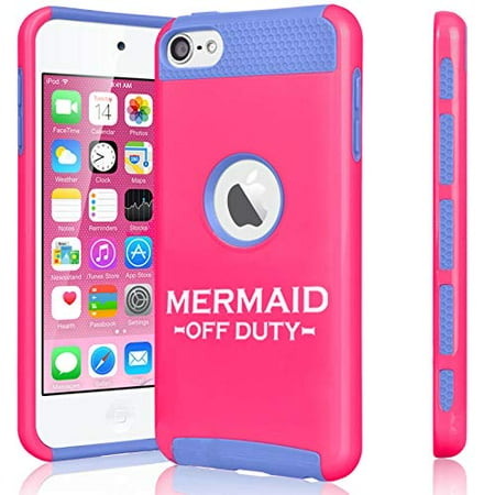 Off Apple Ipod - Shockproof Impact Hard Soft Case Cover for Apple (iPod Touch 5th / 6th) Mermaid Off Duty (Hot Pink-Blue)
