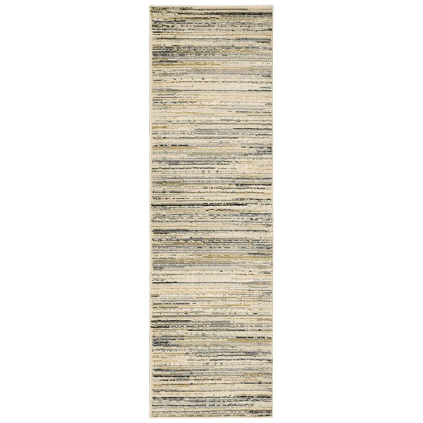 Norine Contemporary Abstract Runner Rug, Ivory/ Gold, 2' x 8' Walmart