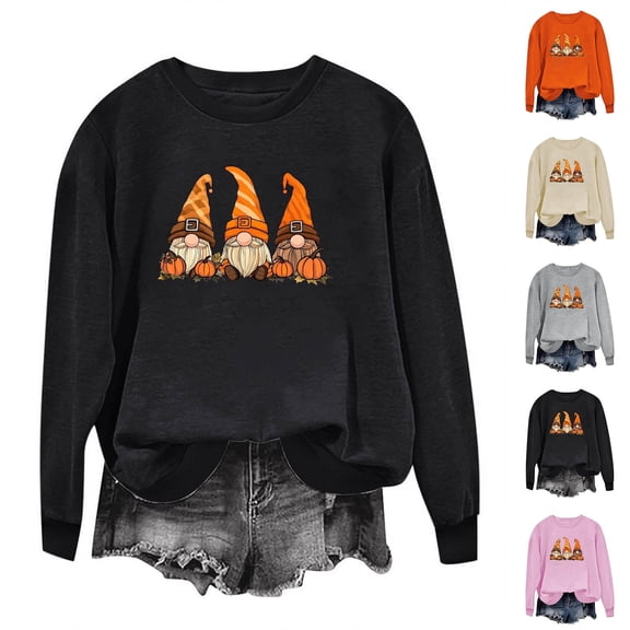 Frostluinai Womens Sweatshirts Happy Thanksgiving Crew Neck Long Sleeve Holiday Sweat Shirts Casual Loose Pullover Tops