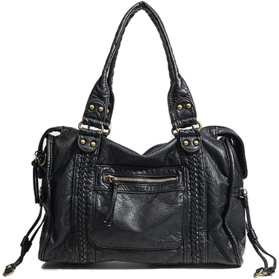 Sunyuer Crossbody Tote Bags for Women, Vintage Washed Leather Large Handbag, Y2K Hobo Bag, Vintage Shoulder Bag Motorcycle Bag