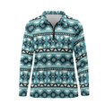 thumbnail image 3 of Garronmavis Women's Golf Shirt Quarter Zip Collared Tennis Shirts Long Sleeve Athletic Hiking Running Workout Tops Western Aztec Shirt, Blue Western Aztecs, Size XL, 3 of 7
