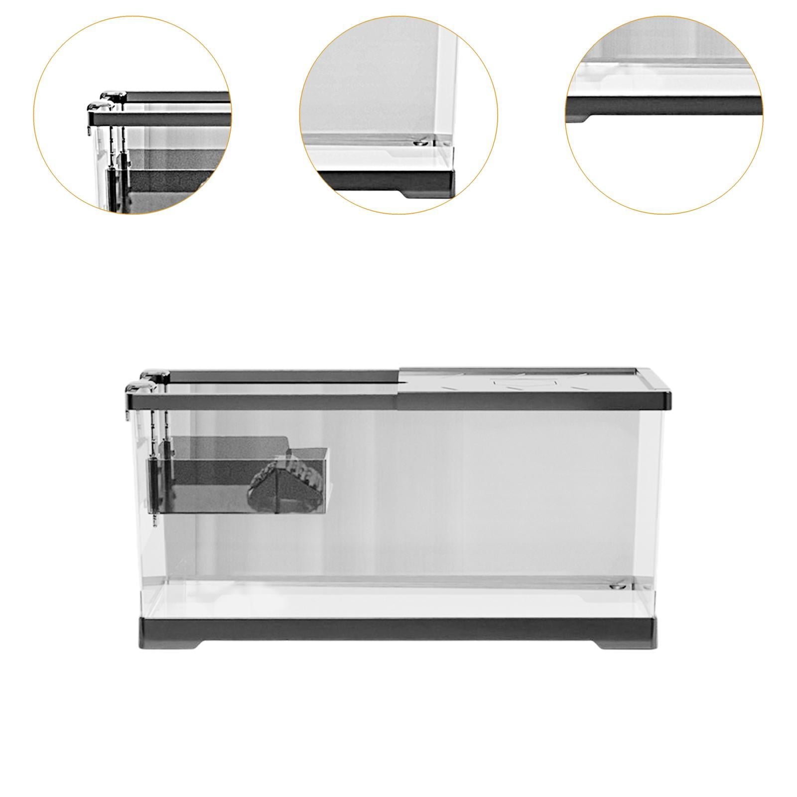 EHJRE Turtle Tank Aquarium Hideout Hatching Area Feeding Box with Basking M w and Lid Black