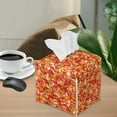 thumbnail image 2 of ZIATUBLE Thanksgiving Maple Leaves Square Tissue Box Cover Fall Pumpkin Leather Tissue Box Cover Decorative Rectangular Tissue Box Covers with Snap Button Napkin Tissue Box, 2 of 7