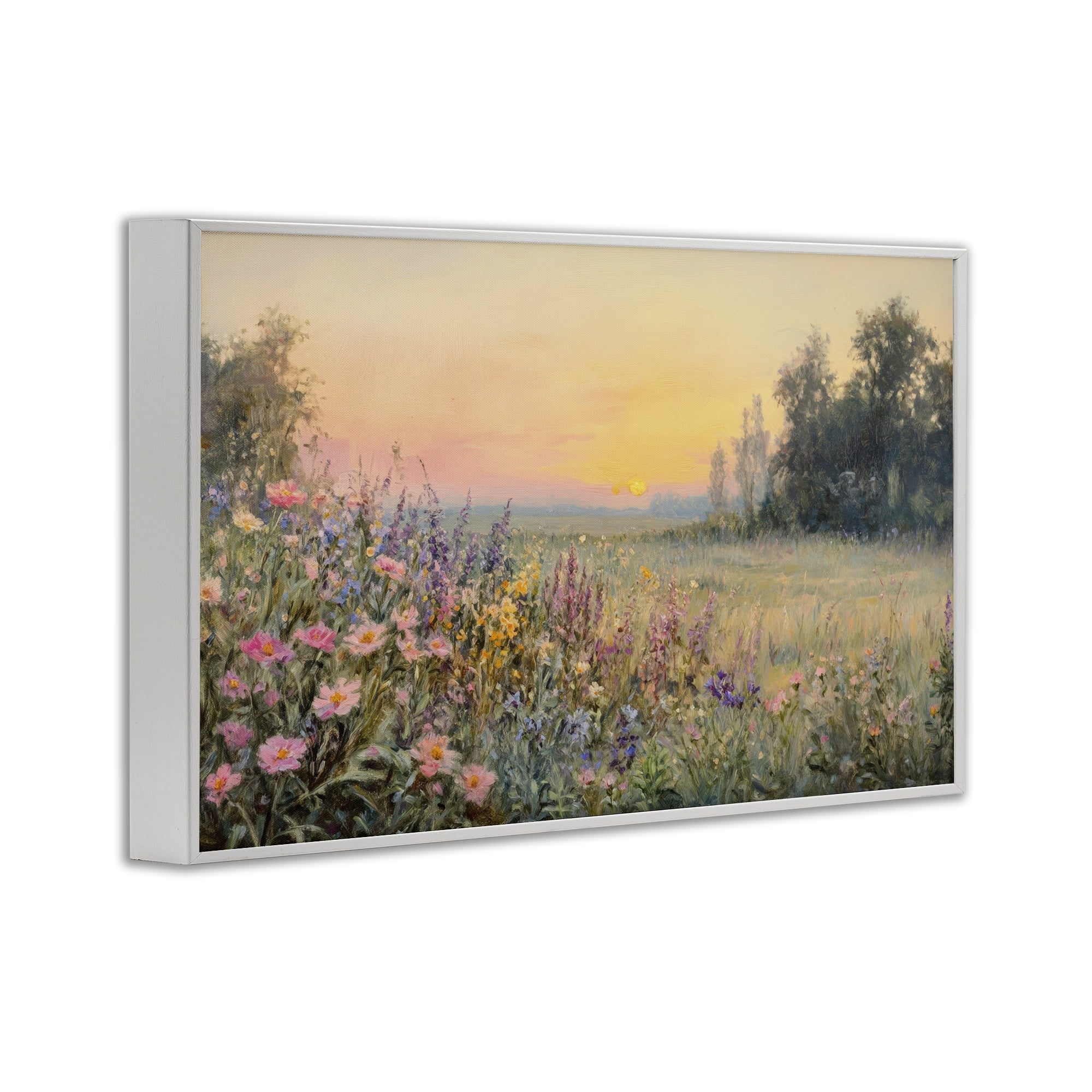 Stupell Industries Serene Twilight Meadow White Framed Giclee Art, design by Petal Prints Design