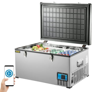 BENTISM Car Refrigerator, 40Qt/38L, 12v Portable Freezer with Dual Zone, 12/24V DC & 110-240V AC Electric Compressor Cooler w/ -4℉-68℉ Cooling Range, for Car Truck Vehicle RV Boat Outdoor & Home use