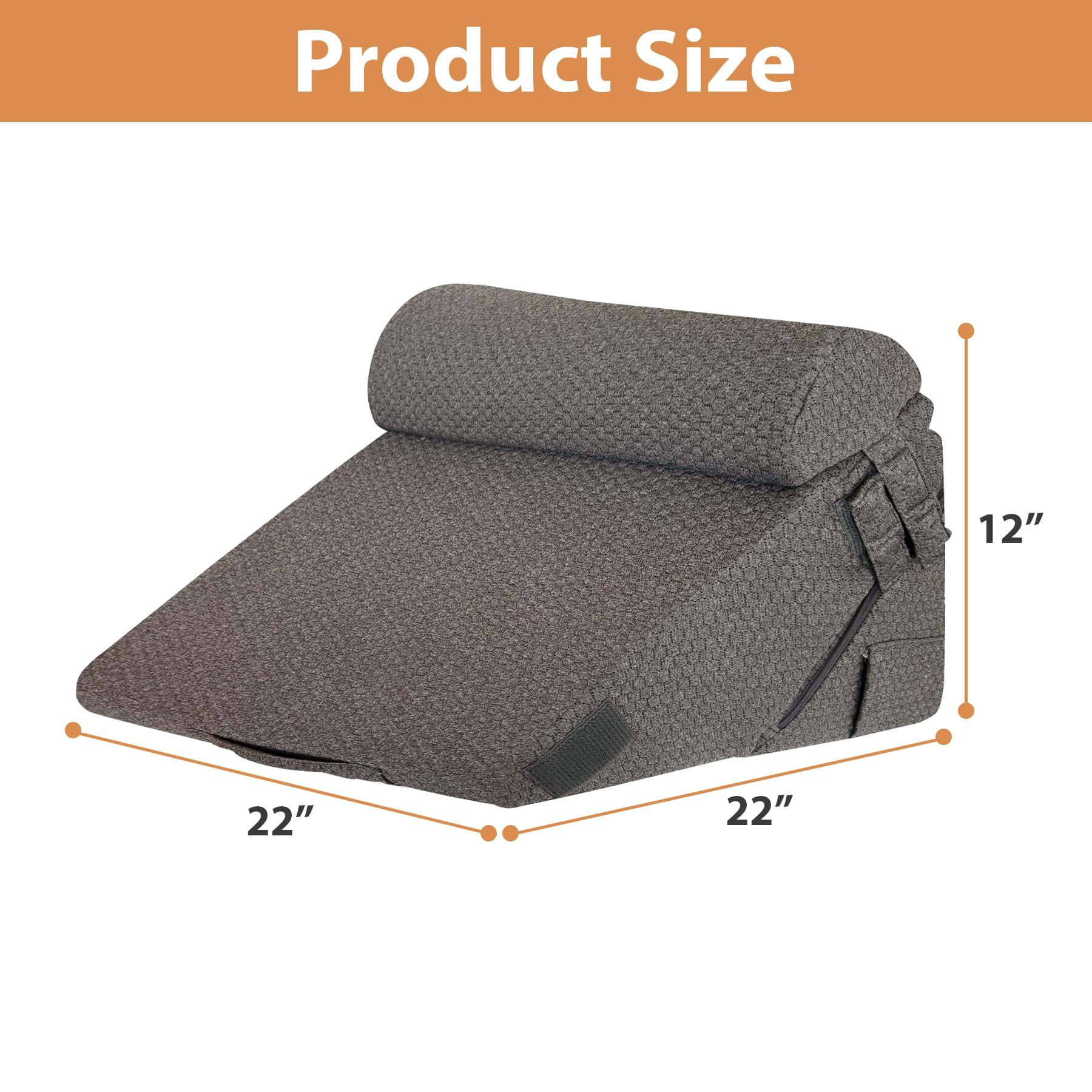 Bed Wedge Pillow Set 3pcs  Adjustable Memory Foam For Triangle Pillows Acid Reflux Dark Grey