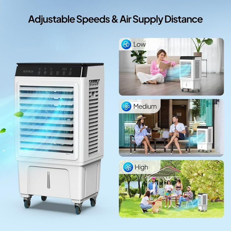 ROVSUN Portable AC, 2300CFM Air Cooler, 3 Speed, 12H Timer ROVSUN Portable AC, 2300CFM Air Cooler, 3 Speed, 12H Timer