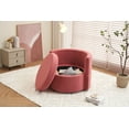 thumbnail image 2 of Swivel Accent Chair with Storage, Teddy Barrel Chair with Under Seat Storage and Metal Base, Single Sofa Chair for Living Room, 250LBS Weight Capacity, Dark Pink, 2 of 9