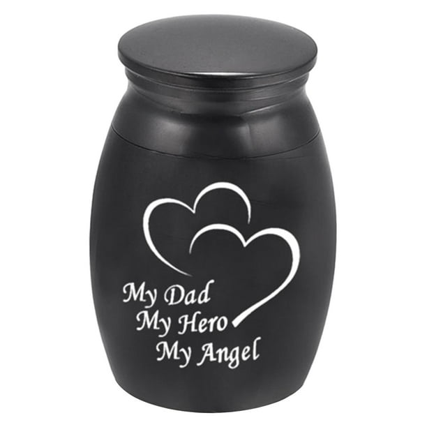 Urna de metal para cenizas de mascotas, portátil, para conservar recuerdos, recuerdo funerario, para perros y gatos. Negro