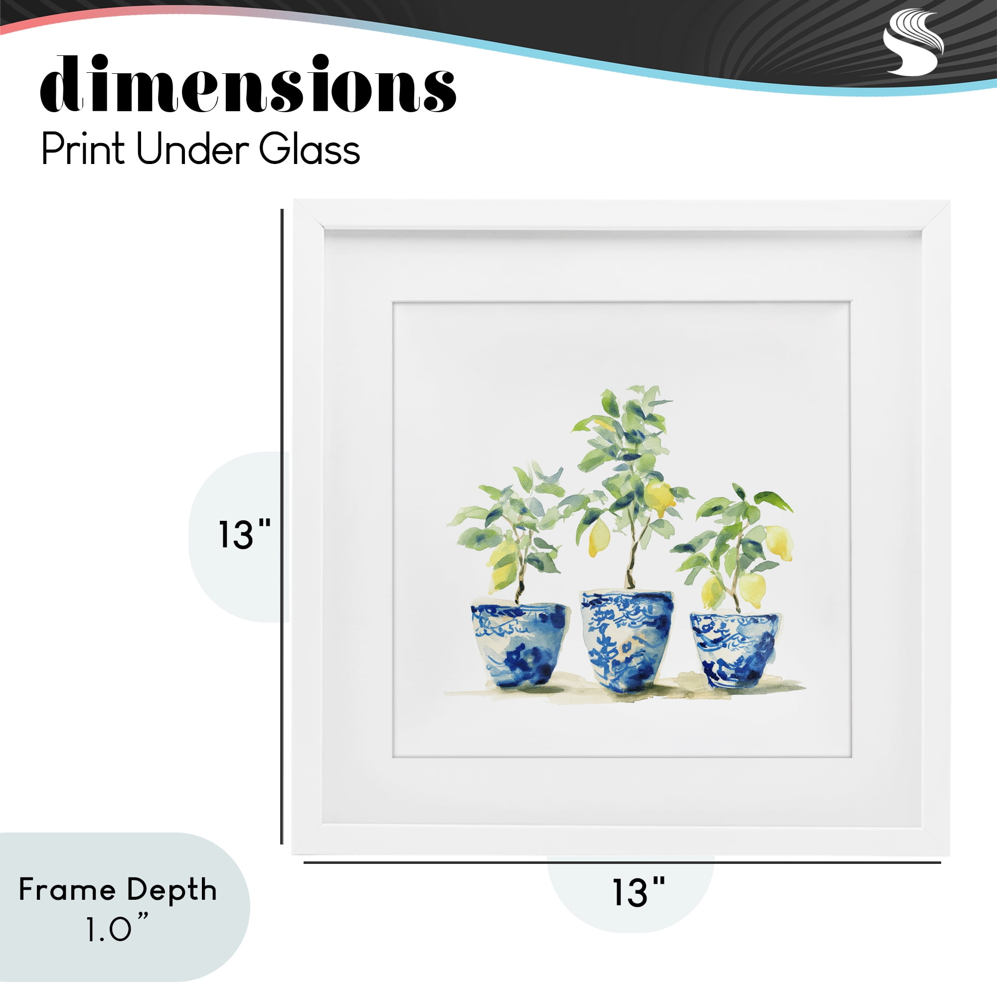 Stupell Industries Lemons In Blue Pots White Framed Print Under Glass, design by Svetlana Aleynikova