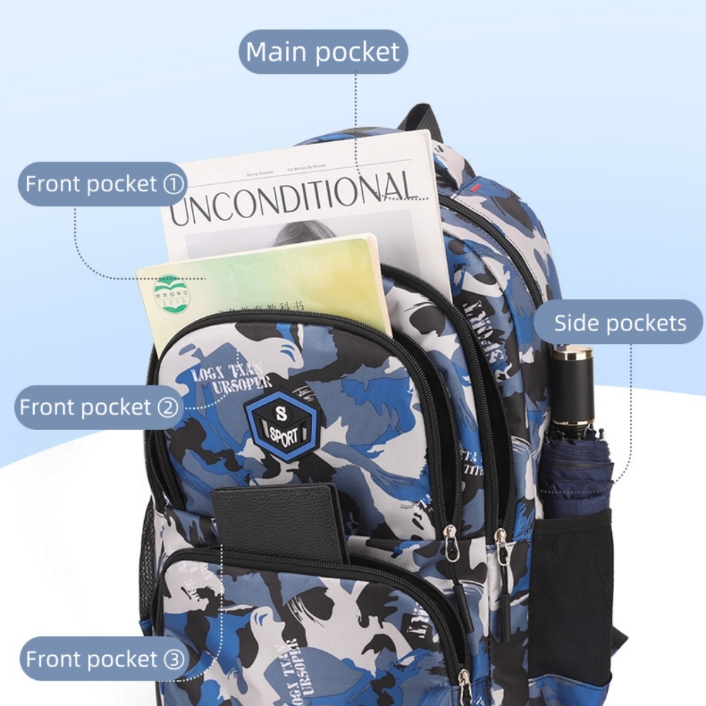 Tyethy Kids Backpack for Boys 3 PCS School Backpack Set with  Crossbody Bag Pencil Case for Elementary Middle School, Blue