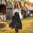 thumbnail image 3 of Womens Off Shoulder Renaissance Dress Bell Sleeves Vintage Medieval Peasant Long Dresses Halloween Pirate Costume(Black2XL), 3 of 6
