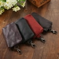 thumbnail image 1 of Genuine Leather Key Holder Wallet Men Keys Organizer Women Zipper Key Chain Case, 1 of 8