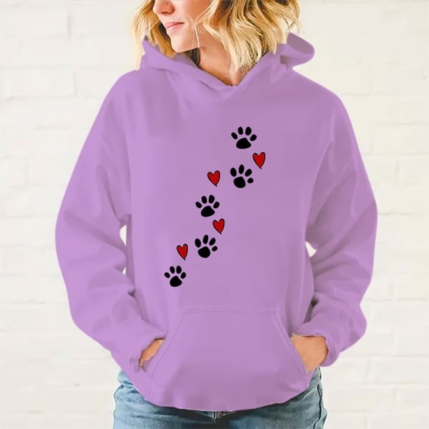 Nueva sudadera con capucha con estampado de pata de perro, otoño invierno, para mujer y hombre, sudadera con capucha estilo Harajuku, sudaderas informales holgadas de forro polar, tallas Xxs a 4Xl