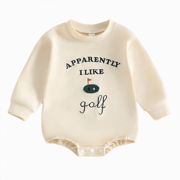mgoYE Infant Baby Boy Girl Romper Golf Play Ball Embroidered Romper Long Sleeve Bodysuit Newborn Playsuit(Green,12-18 Months)