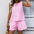 thumbnail image 2 of NMMUED Women's Trendy 2 Piece Outfits Shorts Sets Summer Crew Neck Sleeveless Tank Top and Bottom Matching with Pockets 2026 Beach Vacation Clothes for Women Pink S, 2 of 9