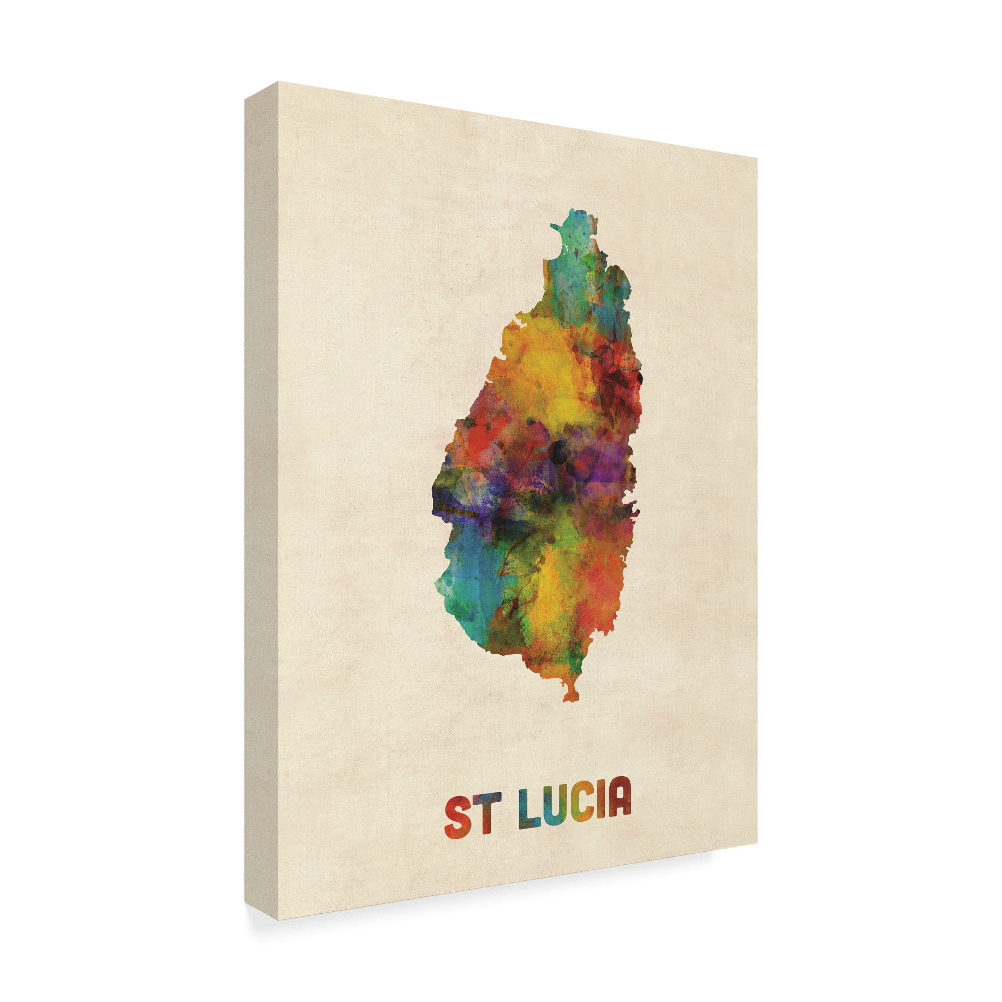Trademark Fine Art 'St Lucia Watercolor Map' Canvas Art by Michael Tompsett