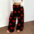 thumbnail image 5 of Women's Flannel Pajama Pants Elastic Waist Wide Leg Fuzzy Lounge Pants with Pockets Valentine's Day Winter Sleepwear Causal Sleep Pj Bottoms Pants, 5 of 8