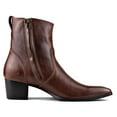 thumbnail image 4 of OSSTONE Dress Boots Chelsea Designer Boots for Men Zipper-up Leather Casual Heel Shoes JY002-Coffee-7 Coffee, 4 of 6