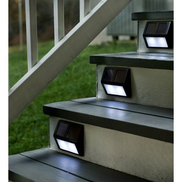Solar Powered Durable Step Lights Set Of 4 Bronze Com Solar Powered Durable Step Lights Set, Solar Step Lights Home Depot