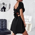 thumbnail image 4 of Vestido con ribete de volantes, vestido con ribete de volantes fruncido, vestido con ribete de volantes y mangas abullonadas, vestido con escote cuadrado y corte en A de calidad profesional, 4 of 6