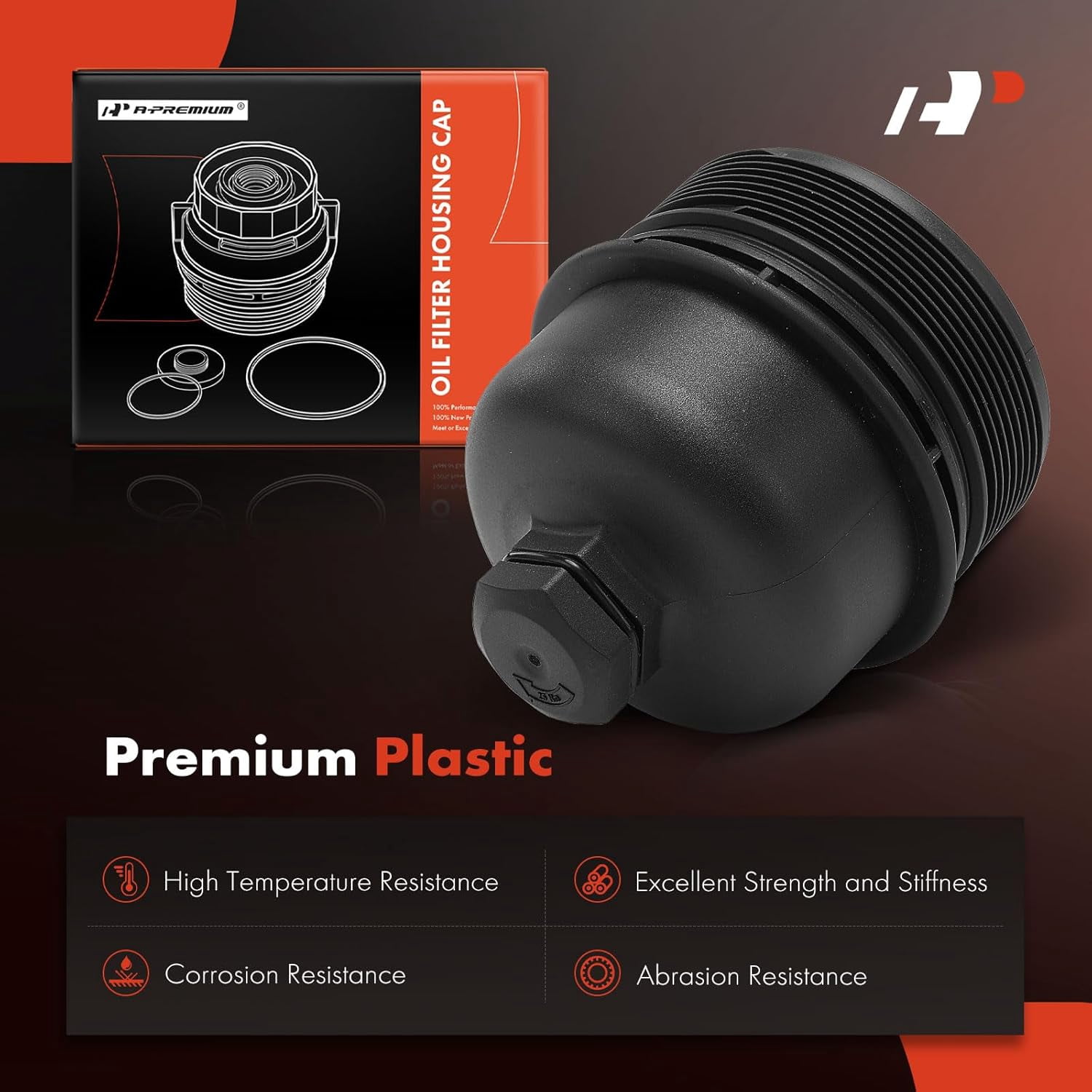 A-Premium Oil Filter Housing Cap Assembly Compatible with Jeep Wrangler 2007-2016, Liberty 2008-2012 & Dodge Nitro 2007-2009 & Chrysler Voyager 2008, Oil Filter Housing Cover, Replace# 68032205AA